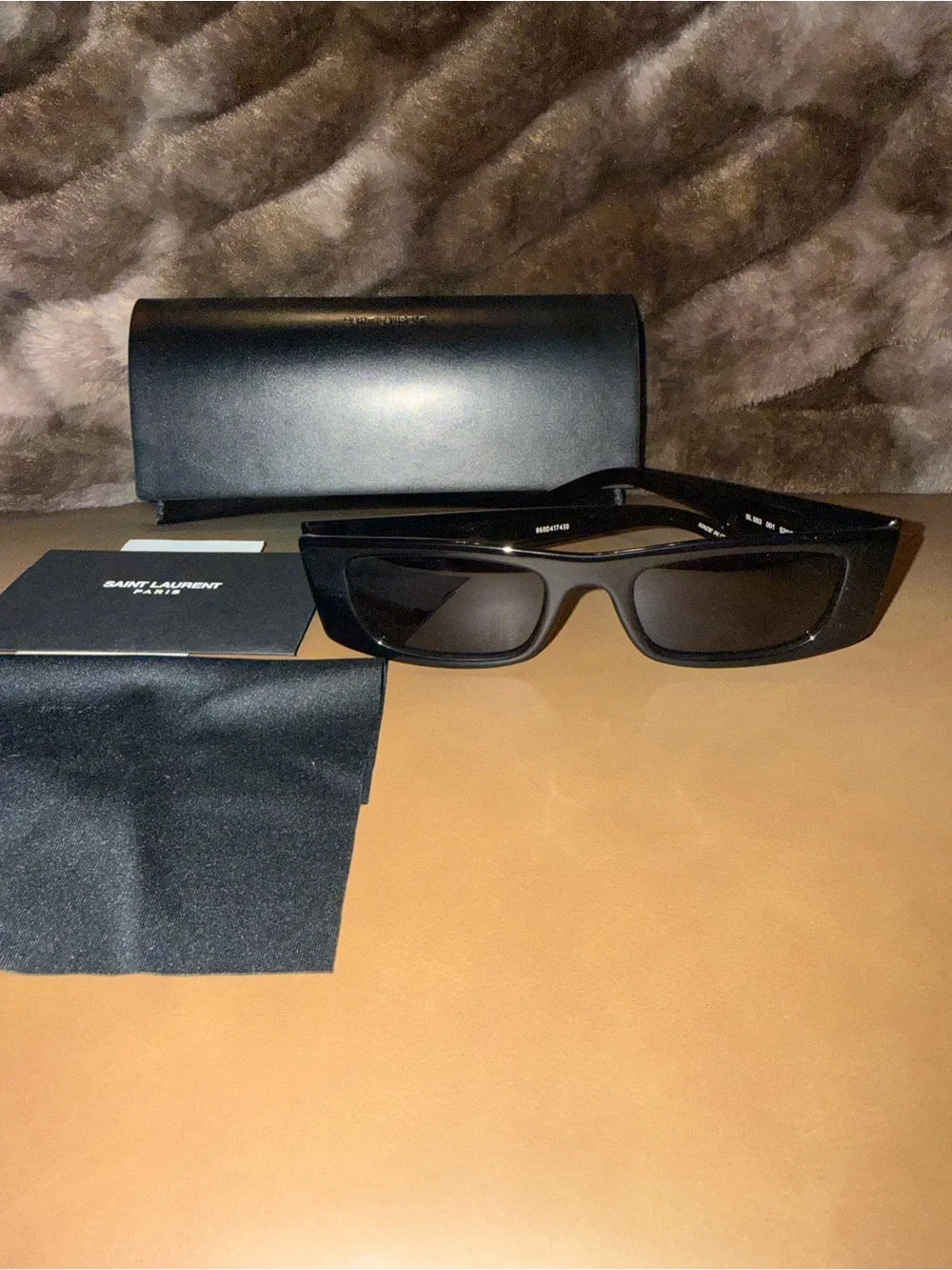 Saint Laurent Black Rectangular Acetate Sunglasses